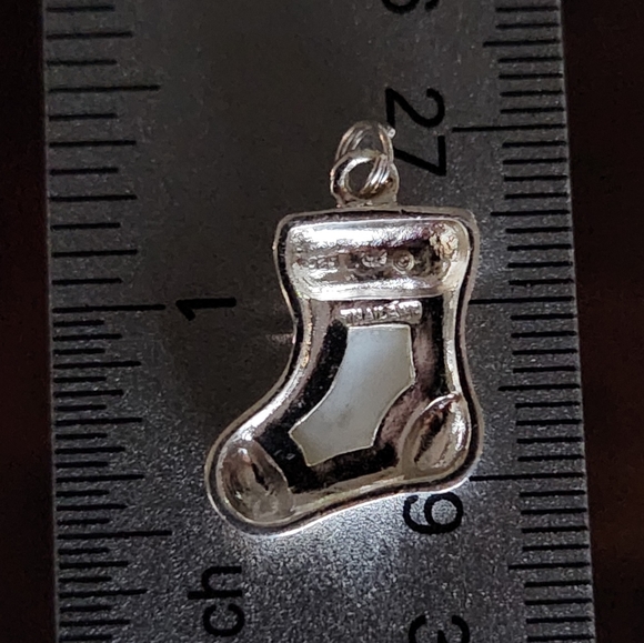 Christmas Stocking Tree MOP 925 Sterling Silver Pendant Charm Enamel Snowflake ❄ - Picture 12 of 14